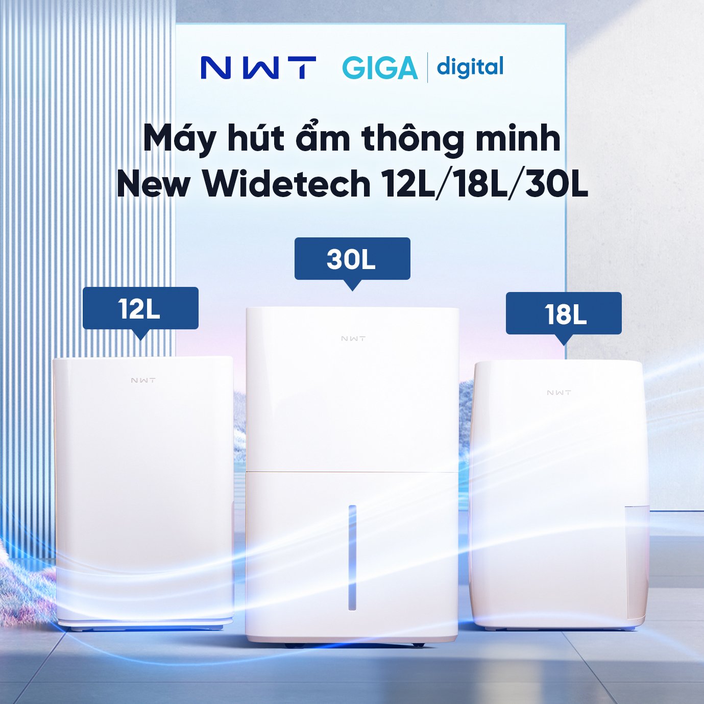 Máy hút ẩm Widetech 12L /18L /30L sử dụng app Mi Home sấy quần áo và lọc kháng khuẩn ion bạc Máy hút ẩm Xiaomi BH 12 tháng