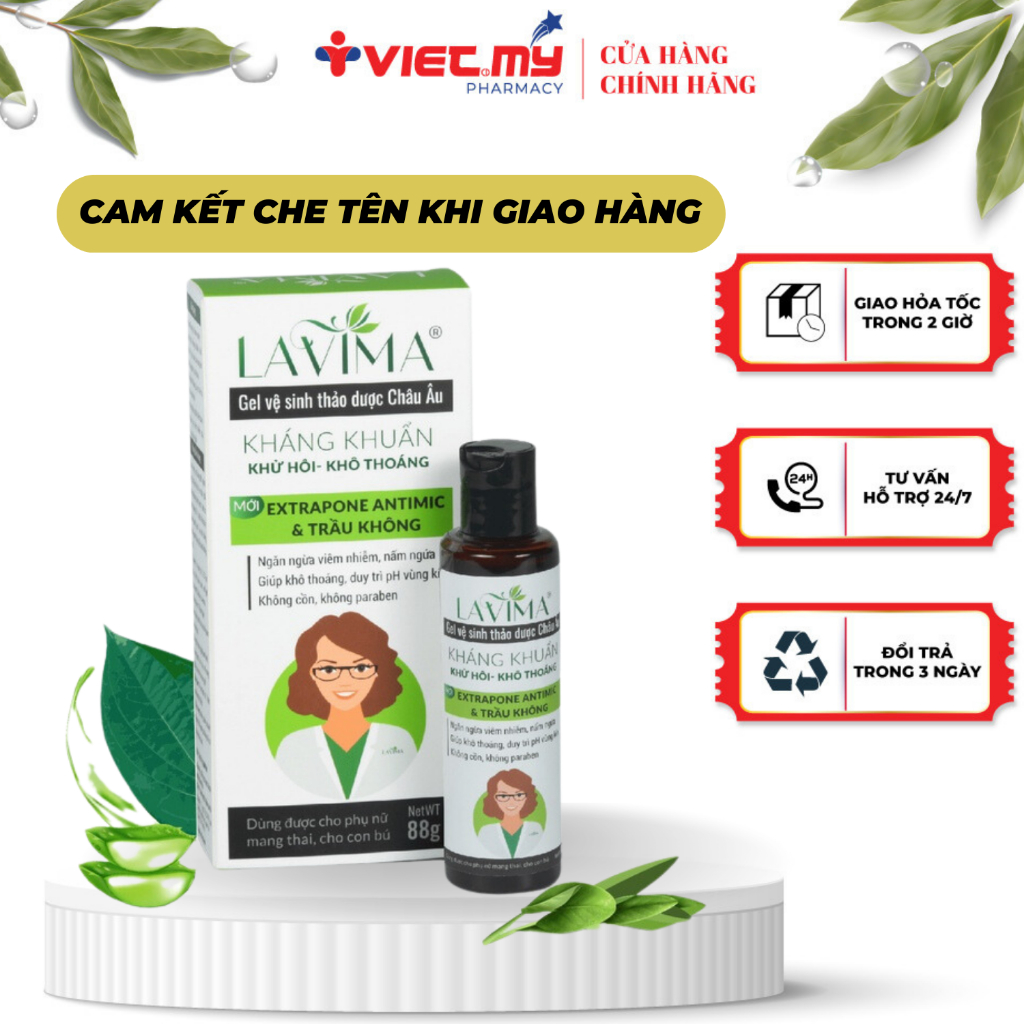 Dung dịch vệ sinh kháng khuẩn thảo dược châu âu lavima 88g việt mỹ pharmacy