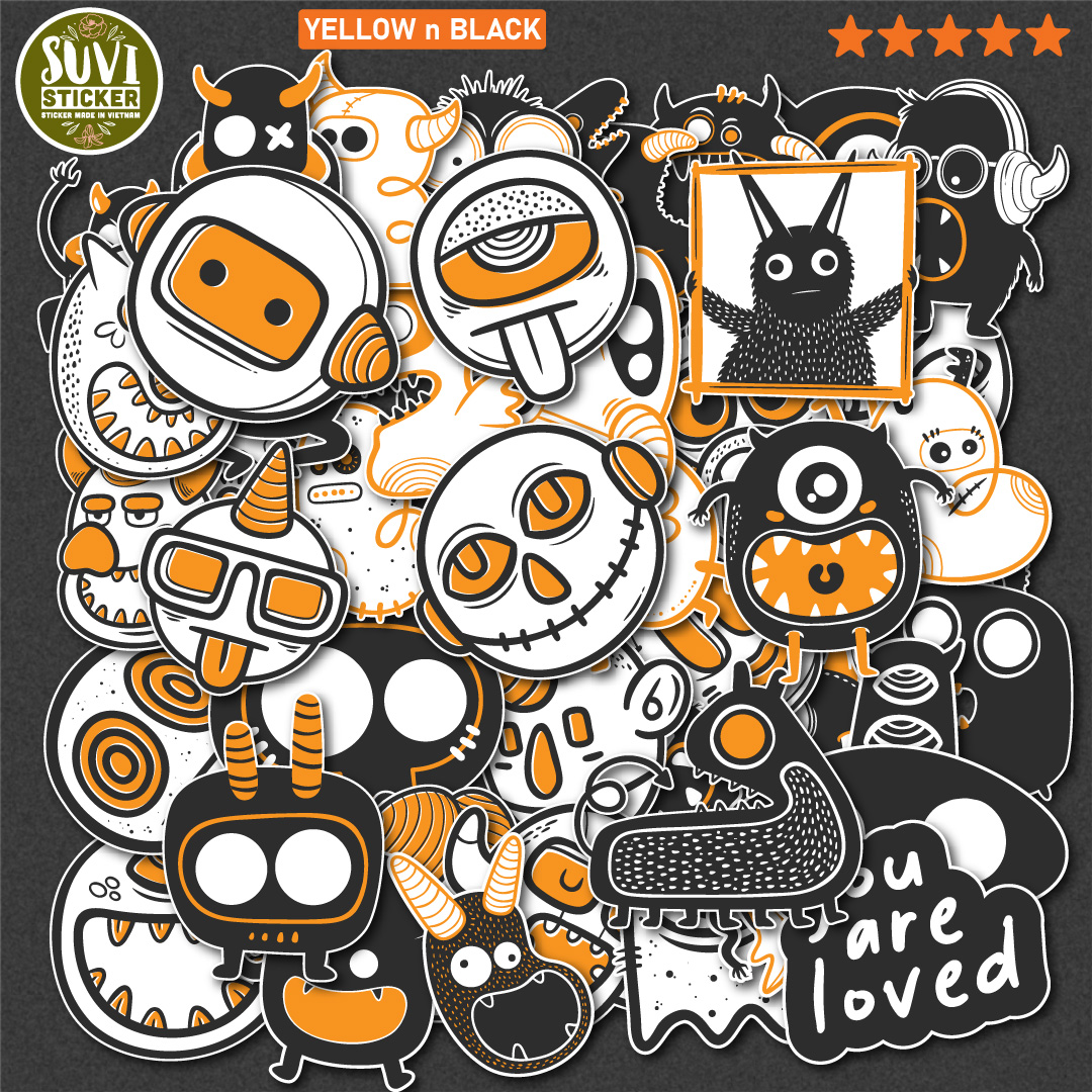 Sticker Yellow Monster chống nước dán laptop, điện thoại, đàn guitar, mũ bảo hiểm. MSP: C07