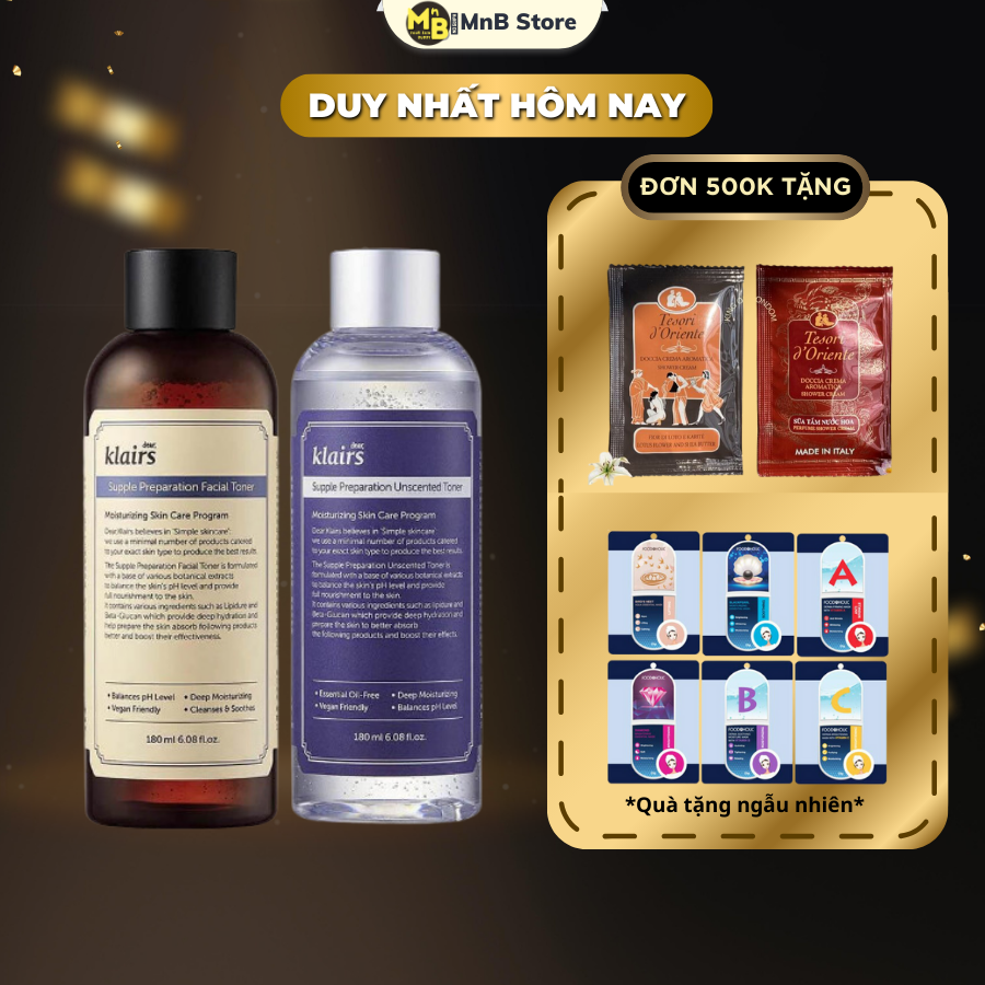 Toner Klairs Supple Preparation Nước Hoa Hồng Không Cồn Không Hương Liệu 180ml