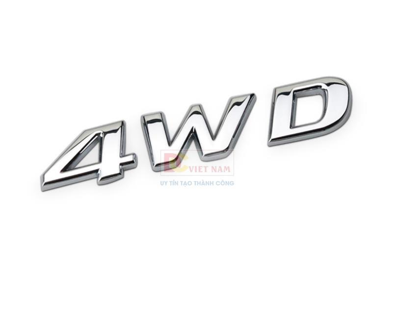 Decal Tem Chữ 4WD 3D INOX Cao Cấp Trang Trí Ô tô G60612
