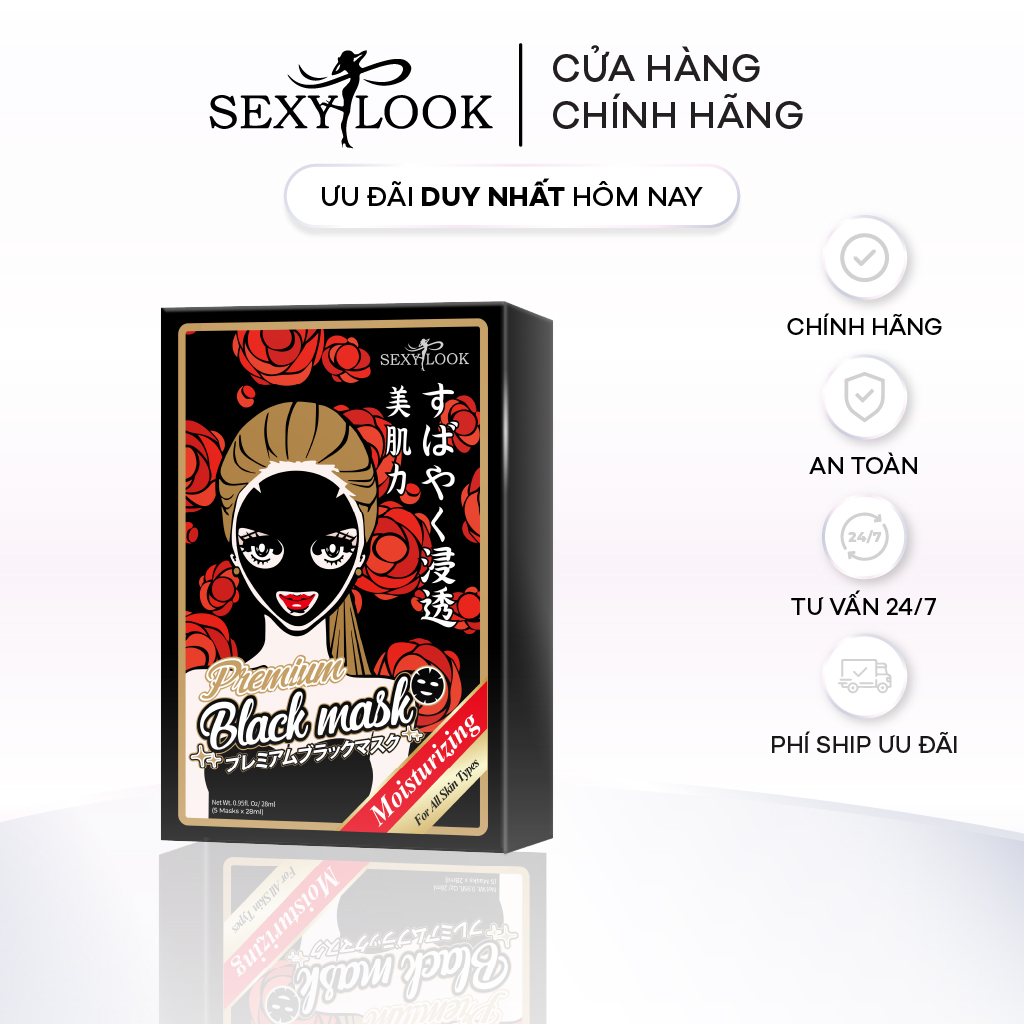 Mặt Nạ Đen SEXYLOOK Hoa Hồng Đỏ Dưỡng Ẩm Ngăn Ngừa Nếp Nhăn (5 miếng)