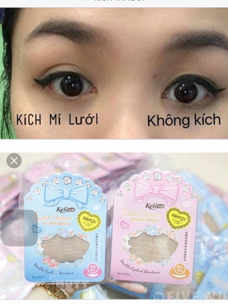 [HCM]Mí Lưới Ren Kích Mí Mắt To (Vỉ 60 Cặp Kèm Keo Dán)