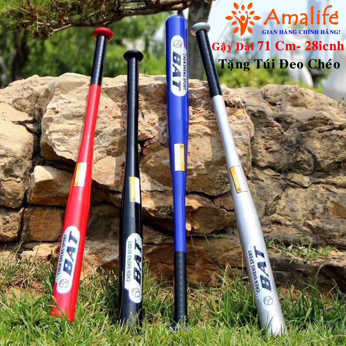 Gậy Bóng Chày 28 inchs (71cm) Tặng Kèm Túi Đeo Chéo Cao Cấp - Chọn Màu - Bộ Gậy Bóng Chày Bằng Hợp Kim Chính Hãng Amalife