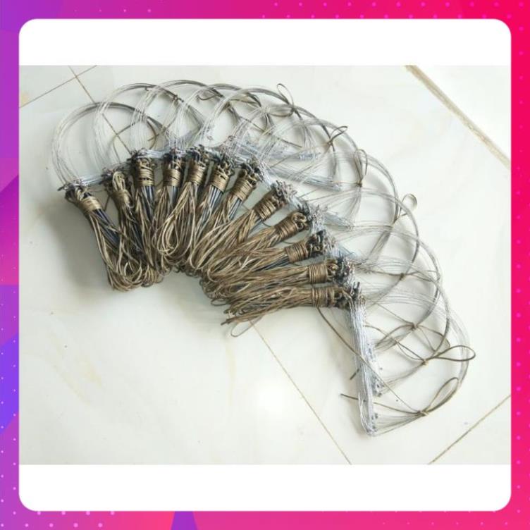 1 bộ giò đá bẫy gà rừng 20 chân màu cỏ khô tàng hình, cáp inox không rỉ, dù sáp siêu bền hàng chất lượng cao