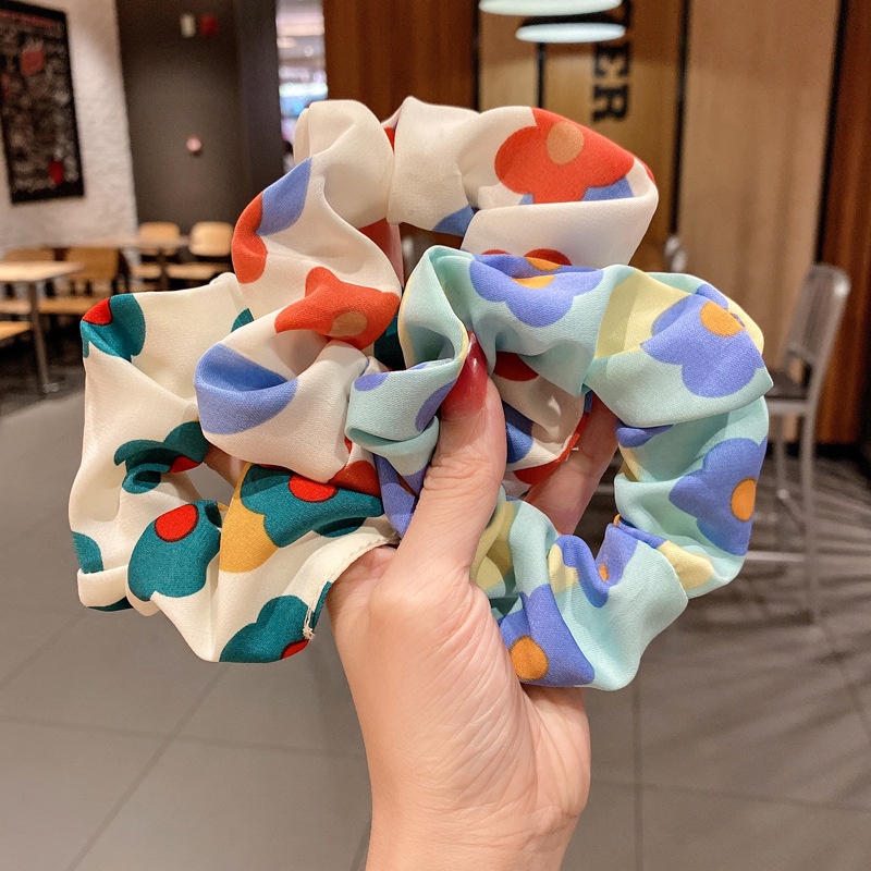 Dây cột tóc vải scrunchies hoa mai thời trang