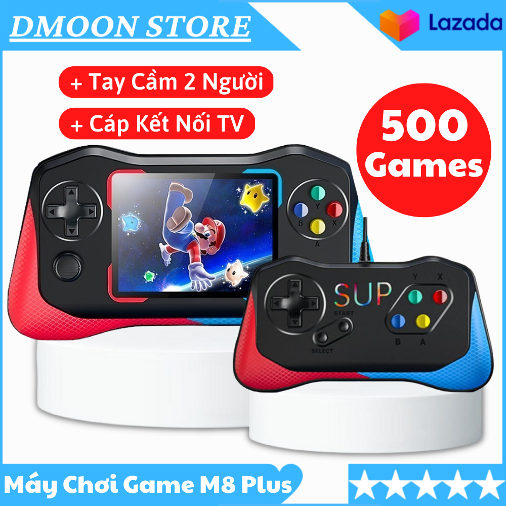 Máy Chơi Game Cầm Tay SUP M8 Plus 500 Games Kèm Tay Cầm 2 Người Chơi, Kết Nối Tivi, Màn Hình Sắc Nét Tinh Xảo - Bảo hành 12 tháng lỗi 1 đổi 1 - Hàng chính hãng