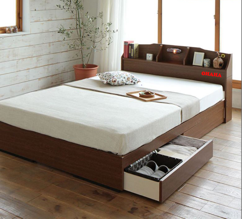 [ Freeship HCM ] [ Trả góp 0%] GIƯỜNG NGỦ GỖ CÔNG NGHIỆP CAO CẤP OHAHA - GC035 -  Brown Bed