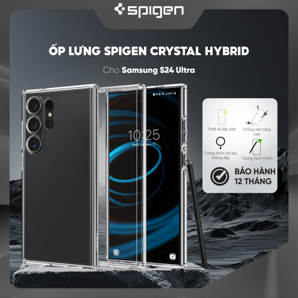 Ốp lưng Spigen Ultra Hybrid Samsung Galaxy S24 Ultra trong suốt Chống ố vàng