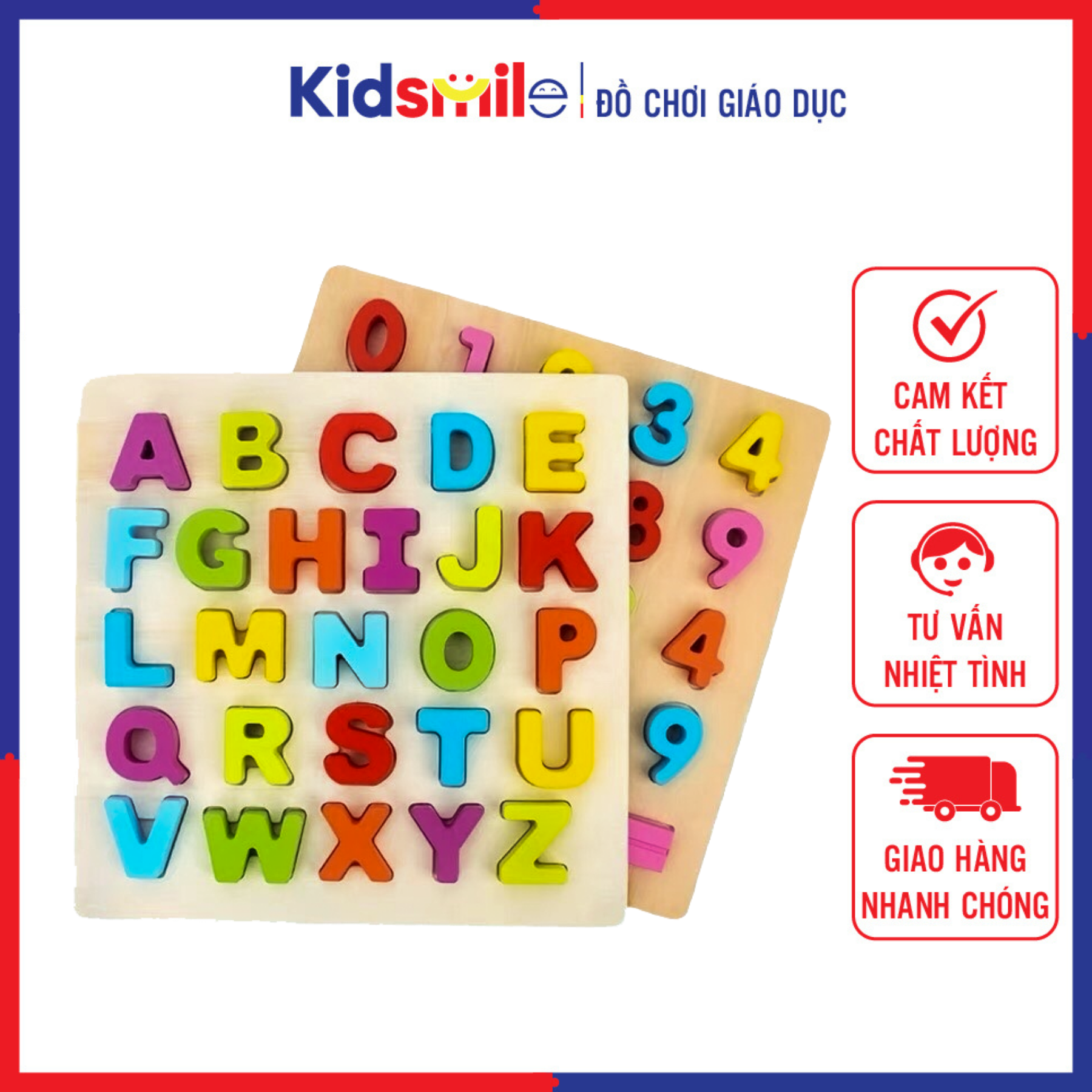 Đồ chơi trẻ em bằng gỗ bảng số bảng chữ cơ bản cho bé từ 2 tuổi trở lên nhận biết số chữ và phát triển trí thông minh