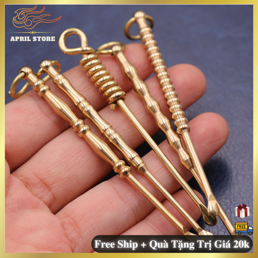 [HCM]️Dụng Cụ Lấy Ráy Tai-Cây Ráy Tai - Bằng Đồng Thau Nguyên Chất -5 Họa Tiết Chọn Lựa- An Toàn - Tiện Lợi -Có Móc Treo (RT 2)