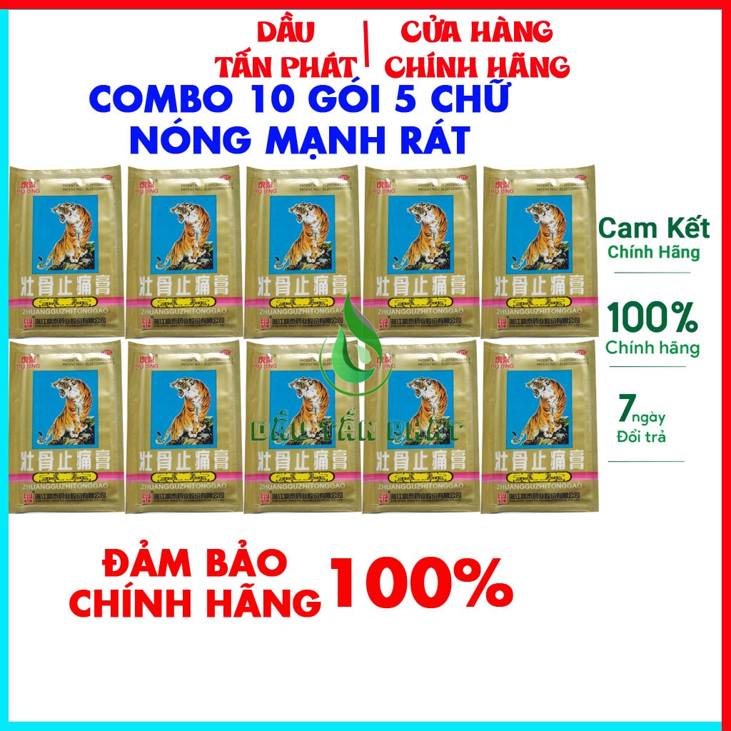 Chính hãng - 10 gói cao dán con cọp 5 chữ giảm đau nhức hiệu quả