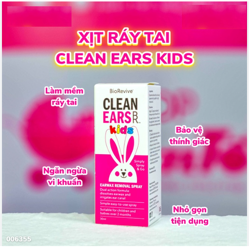 Xịt Tan Ráy Tai Clean Ears Kids Biorevive 30ml