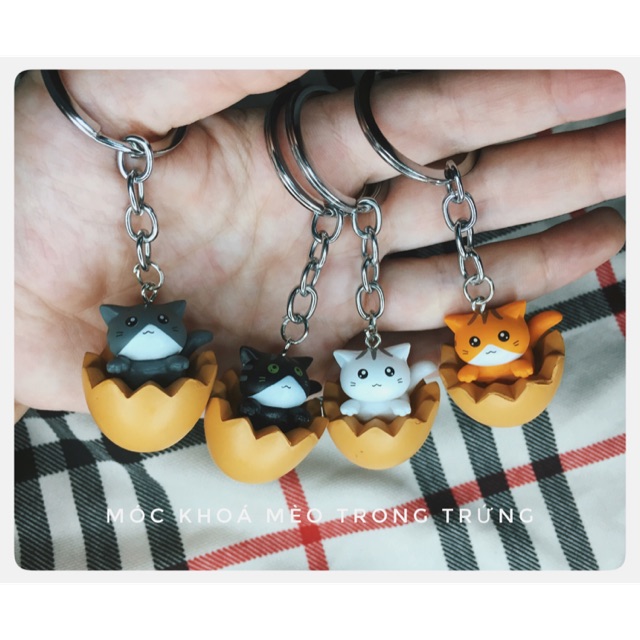 Móc khoá mèo trong quả trứng cute