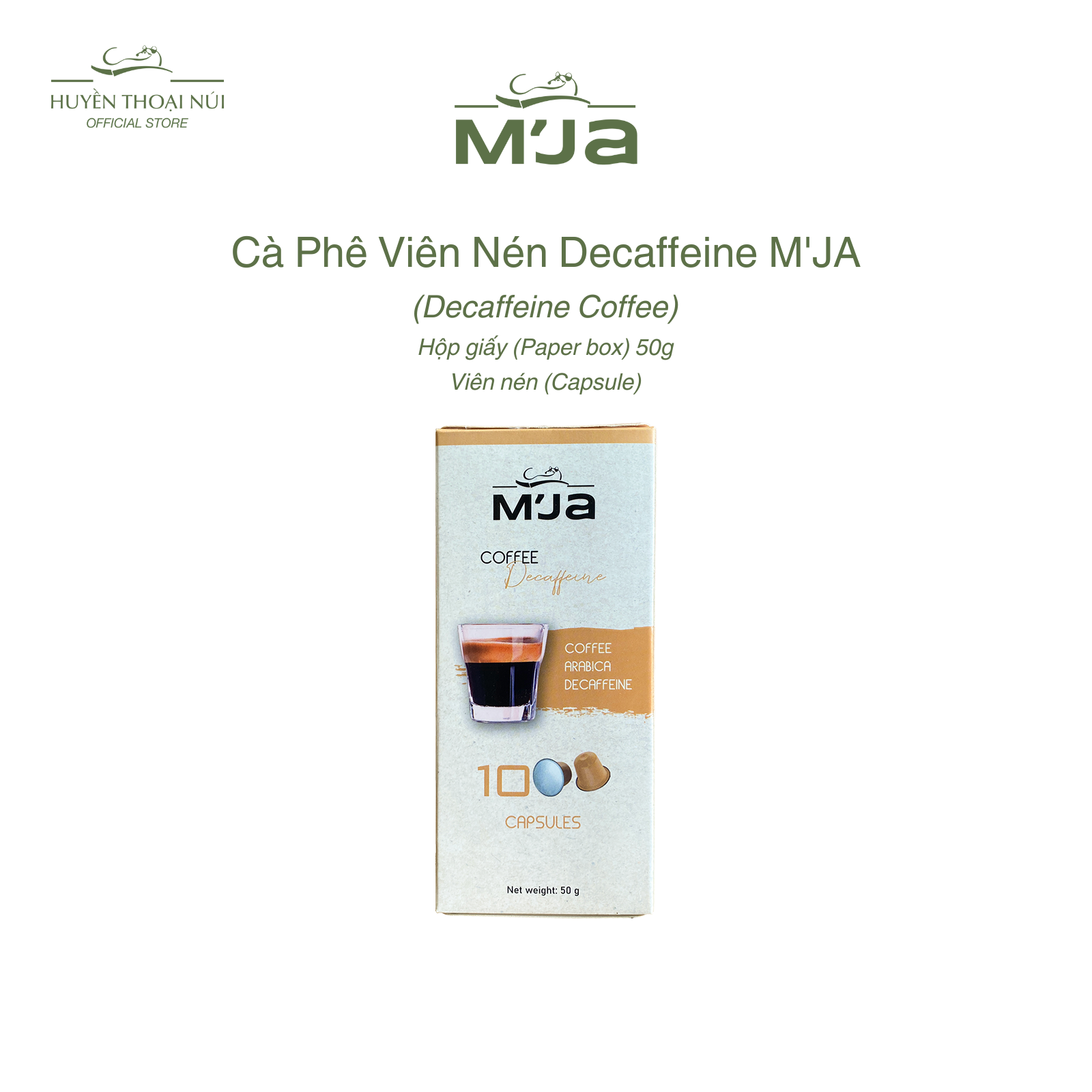 Cà Phê Viên Nén M'JA Decaffeine - Hương Thơm Nhẹ Nhàng Kết Hợp Vị Chua Nhẹ Ít Đậm Đắng - Hộp 50g