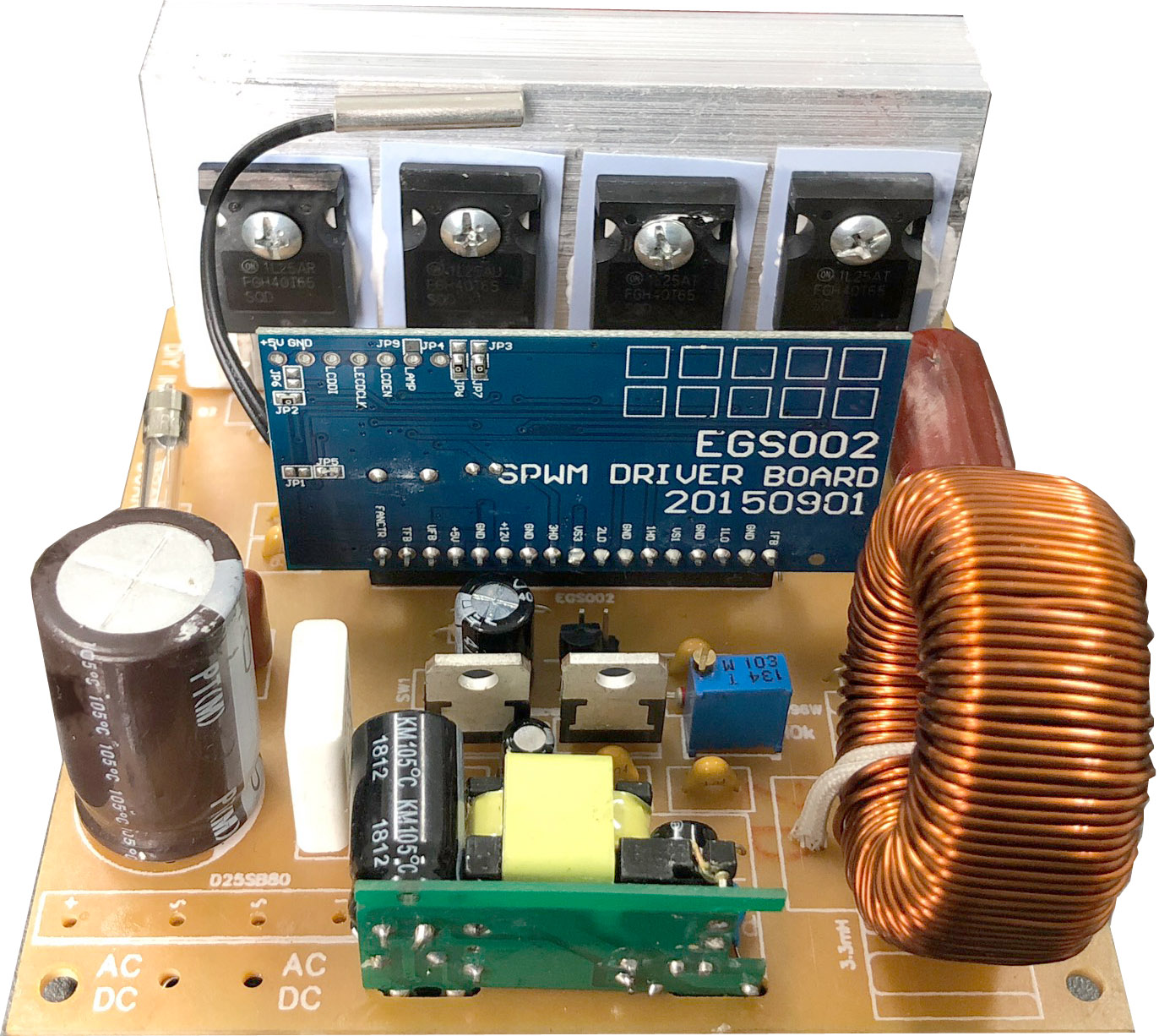Board chuyển đổi 350vdc-220vac sóng sine thuần khiết 2000w có sẵn nguồn phụ