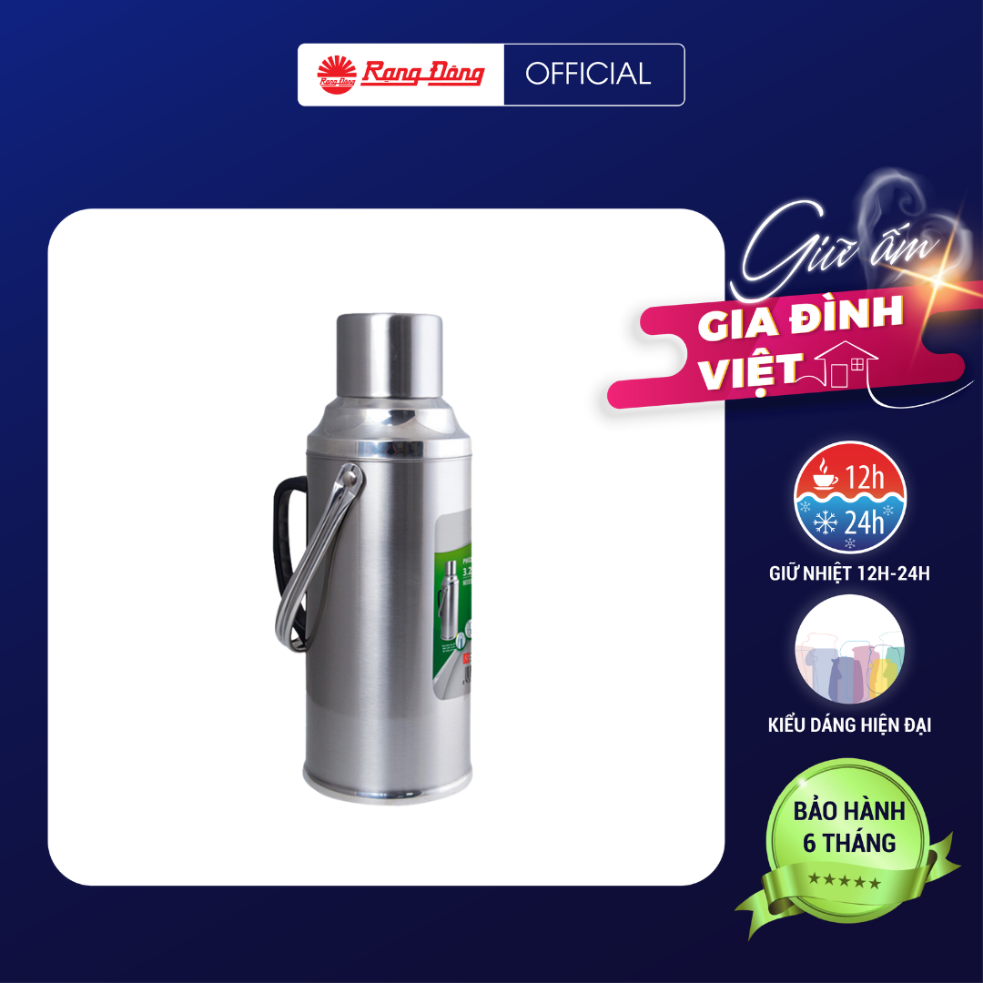 Phích đựng nước inox 3,2L inox RD 3240 ST1 Chính hãng Rạng Đông Khả năng giữ nhiệt lâu Ruột thủy tinh chất lượng cao Thiết kế tinh tế sang trọng
