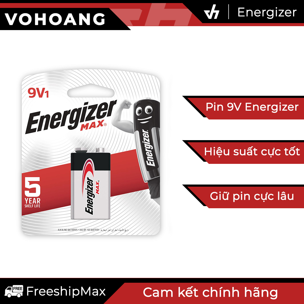 Pin energizer max 9v alkaline 522 bp1 chống chảy