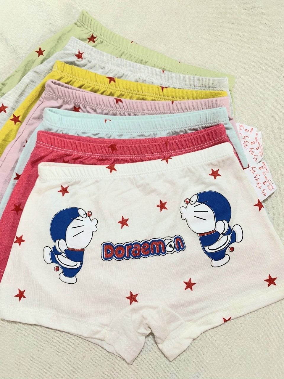 Quần chip đùi bé trai - in hình đoremon - Com bo 5 cái từ 5- 40kg-quần chip cotton bé trai