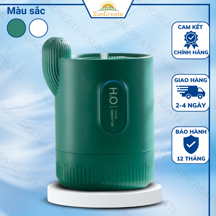 Máy Phun Sương Tạo Ẩm Cao Cấp Làm Mát Nhà - Máy Tạo Độ Ẩm Không Khí Cây Xương Rồng - Máy Xông Tinh Dầu Có Đèn Led Nhiều Màu