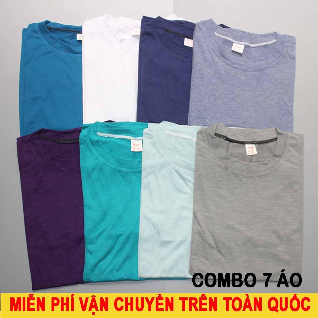 [HCM]COMBO 7 Áo Thun Trơn Nam Cotton - Màu Ngẫu Nhiên XB02