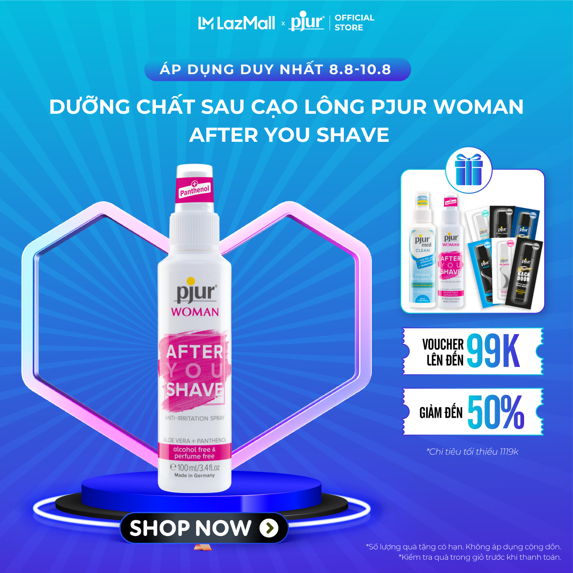 Kem dưỡng da sau cạo lông vùng kín Pjur Woman After You Shave 100ml chứa Pathenol có khả năng chống viêm