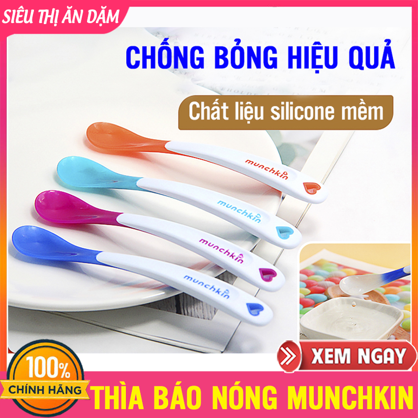 Thìa Báo Nóng MUNCHKIN [Lẻ 1 Cái] (16,5 cm) Chất Liệu An Toàn, Báo Nóng Chính Xác, Nhập Khẩu Từ Mỹ, Cho Bé Từ 3 Tháng - Thìa Ăn Dặm Silicone Báo Nóng, Muỗng Ăn Dặm Cho Bé, Thìa Ăn Dặm Cho Bé - Thìa Báo Nóng MUNCHKIN - 735282436826