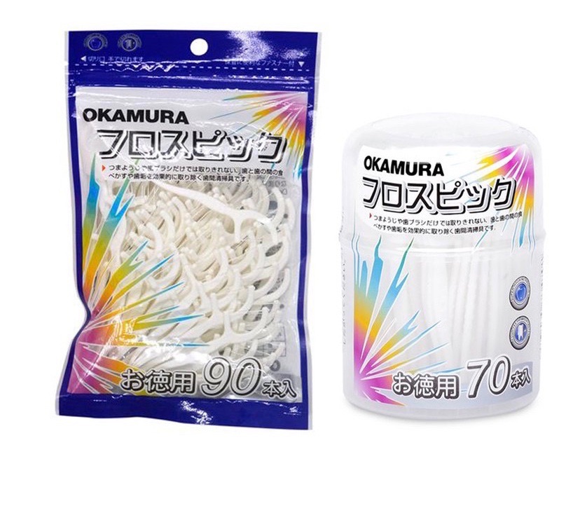 [HCM]Combo 1 Bịch tăm chỉ nha khoa Okamura 90 cây và hộp 70 cây