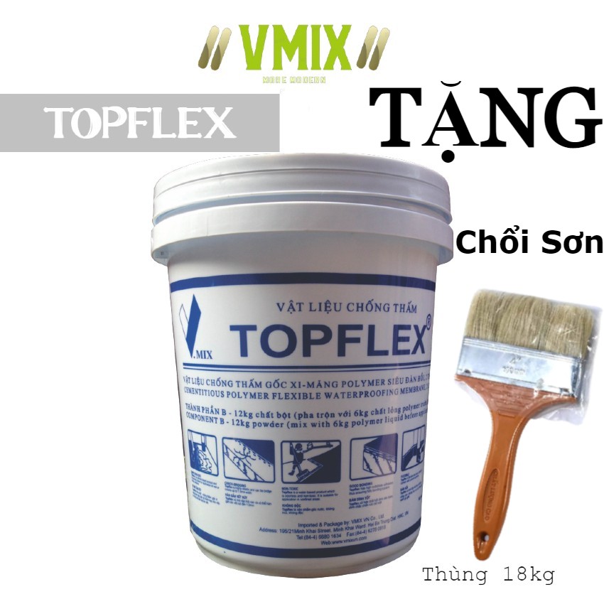 [Thùng 18kg] Sơn Chống thấm sân thượng ban công ,bể cá,sàn mái,tầng hầm,hố thang máy,tường ngoài nhà.Vmixeco