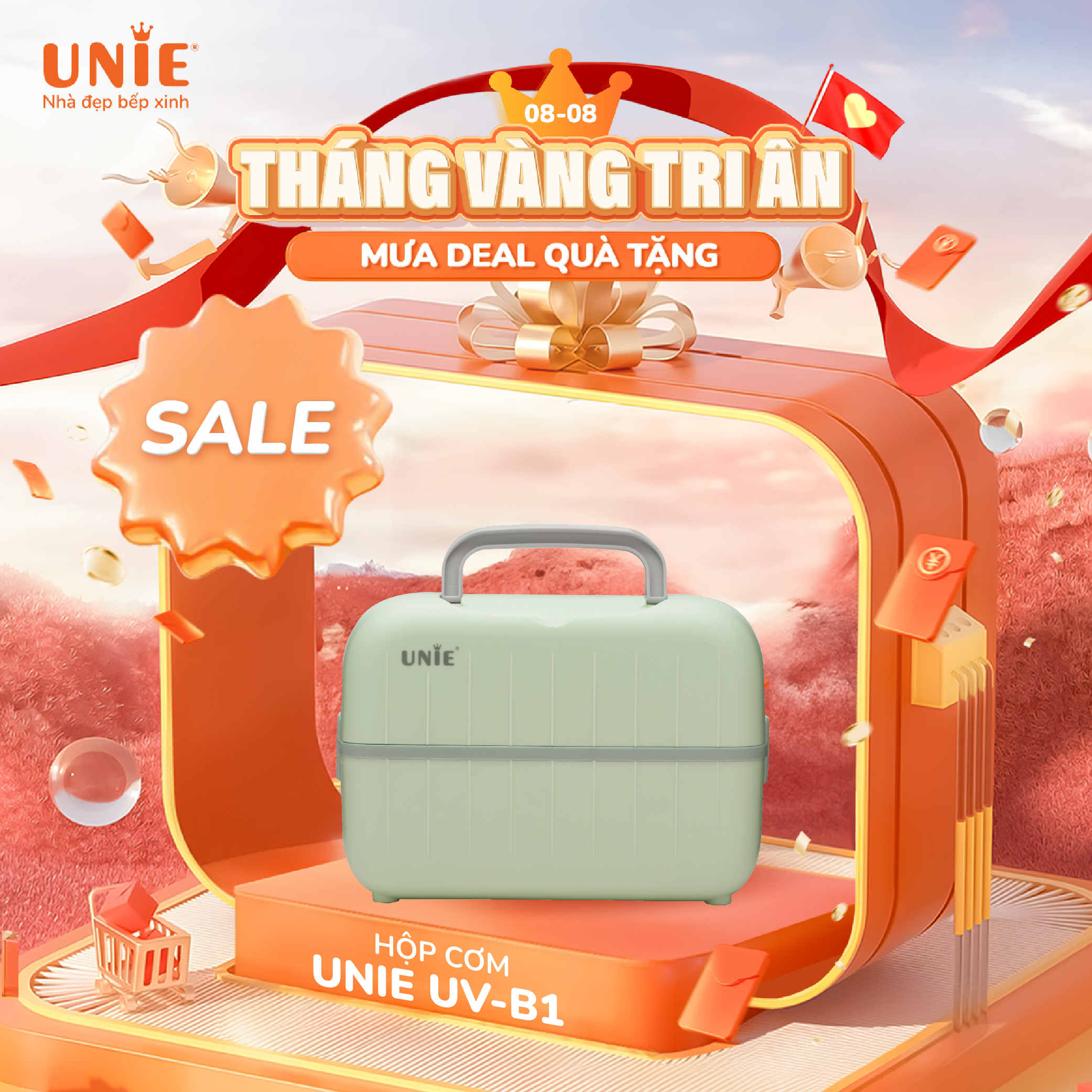 Hộp đựng cơm cắm điện văn phòng cao cấp Unie UV-P1, kèm hộp thìa đũa, dung tích 1.5 lít, với 2 tầng 3 khay và 4 ngăn, thiết kế nhỏ gọn thuận tiện, thân nhựa ABS, an toàn không gây độc hại, bảo hành chính hãng 12 tháng