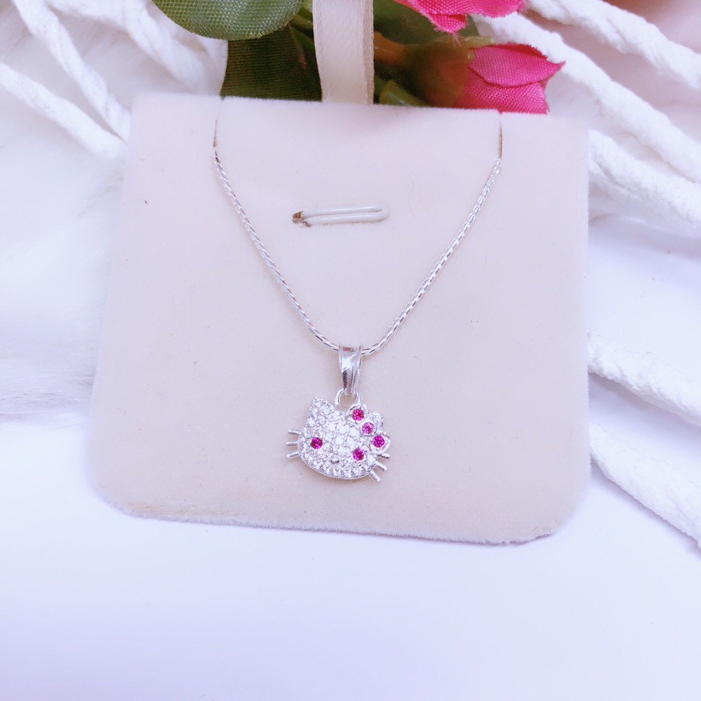Dây chuyền bạc ta cho bé gái mặt kitty xinh xắn, Trang sức bạc Queen Jewerly cam kết chất lượng, bảo hành trọn đời sản phẩm