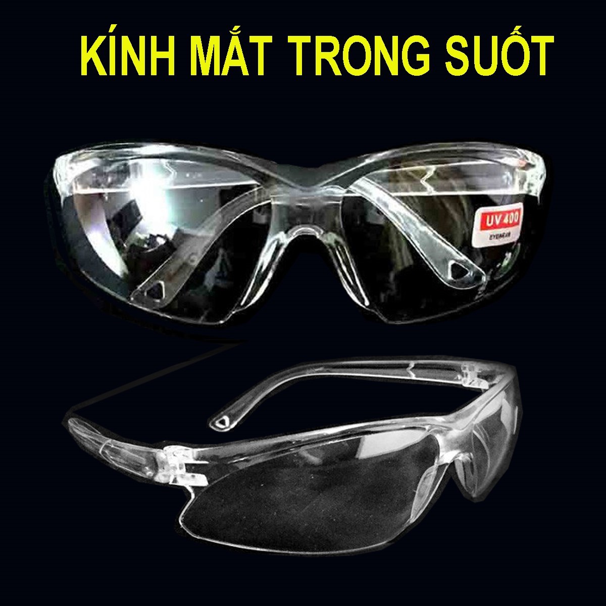 kính bảo hộ Okey trắng trong suốt làm kính chống bụi đi đêm mắt chống tia UV400