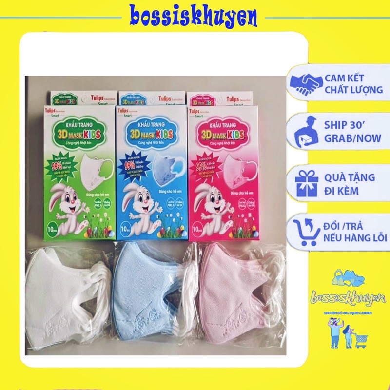 Hộp 10 chiếc khẩu trang cá heo dành cho trẻ em 3d kids