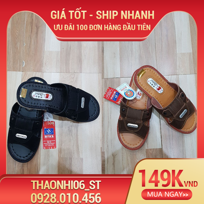 Dép gà bitas xăng đan quai ngang chất nhựa cao cấp và da lộn cam kết 100% chính hãng