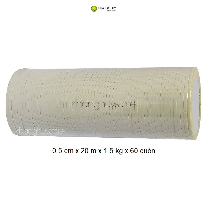 Băng keo 2 mặt vàng khổ 0.5cm 1.0cm 1.2cm 2.4cm 4.8cm 1 cây nặng 1.5kg