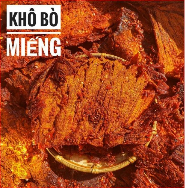 KHÔ BÒ MIẾNG MỀM HỒNG NGỰ - 300Gram - 100% thịt bò cay cay ăn vặt siêu ngon