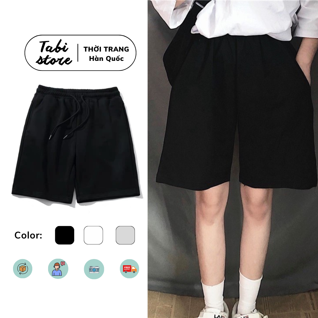 Quần đùi unisex dưới 62kg chất thun tabistore - Quần đùi basic trơn 2 màu