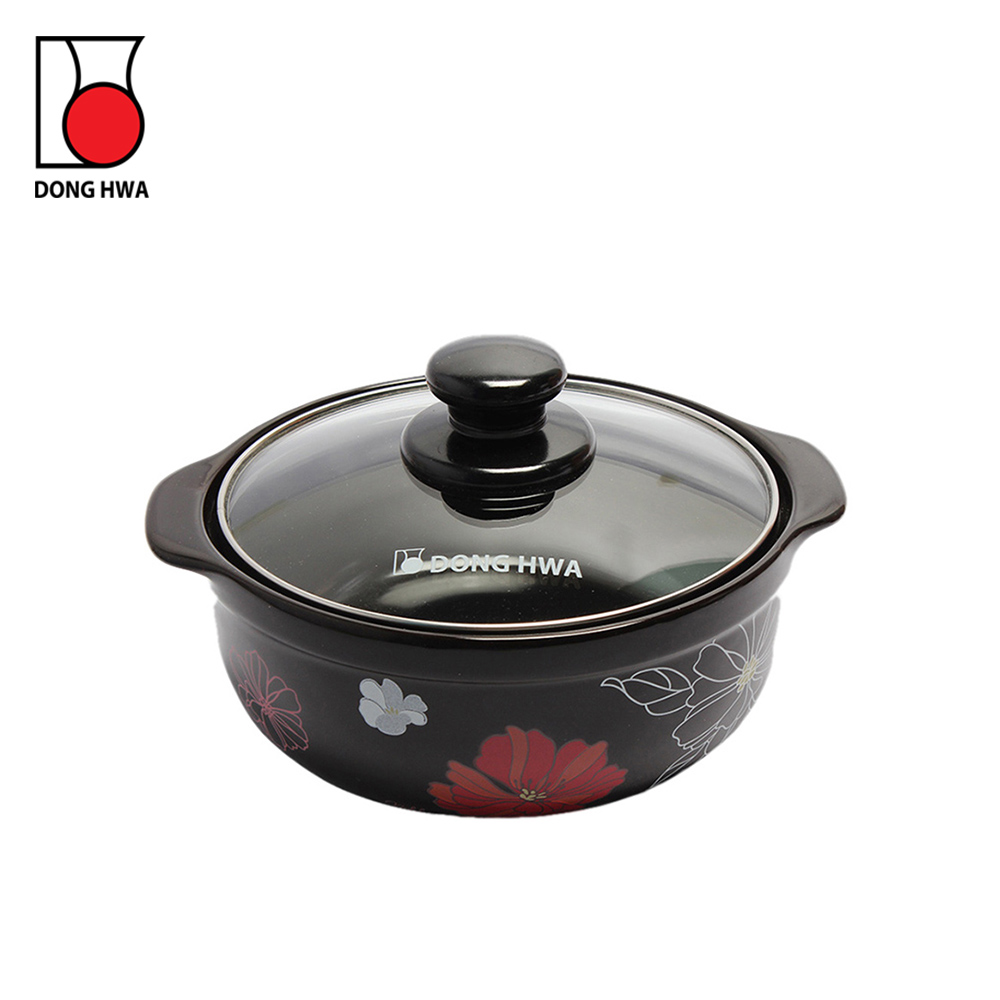 NỒI ĐẤT HOA VĂN NĂP KÍNH CAO CẤP DONG HWA DÒNG GF-701 DUNG TÍCH 750ml