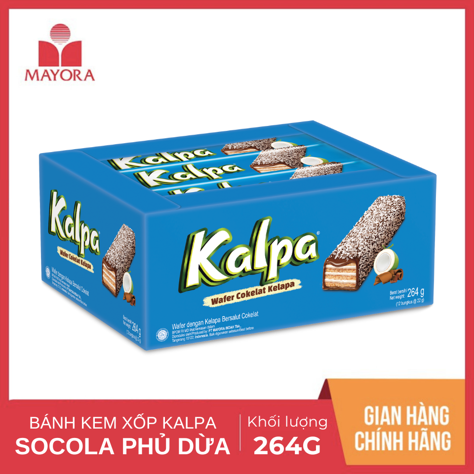 Bánh kem xốp kalpa socola phủ dừa hộp 264g