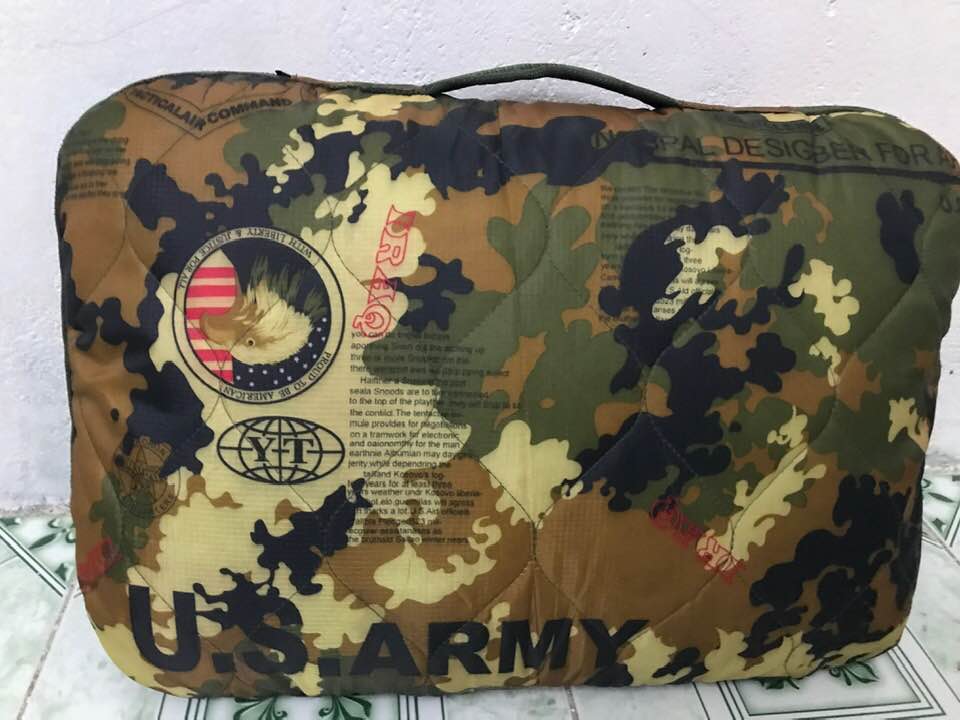 Võng Mùng 3 lớp. 2m5 x 1m3 . Vải Dù Ca-Rô Họa Tiết  Rằn Ri Lính