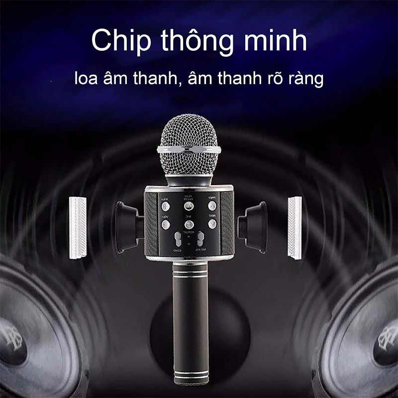 Mic Hát Karaoke Bluetooth Không Dây WS858 Kèm loa Âm vang Ấm mic hát karaoke cầm tay mini micro hát trên xe hơi mic hát karaoke hay nhất hiện nay