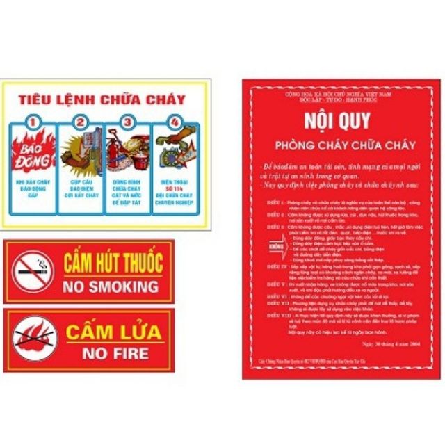 Bộ Nội Quy, Tiêu lệnh pccc,cấm lửa,cấm hút đủ 4 tấm
