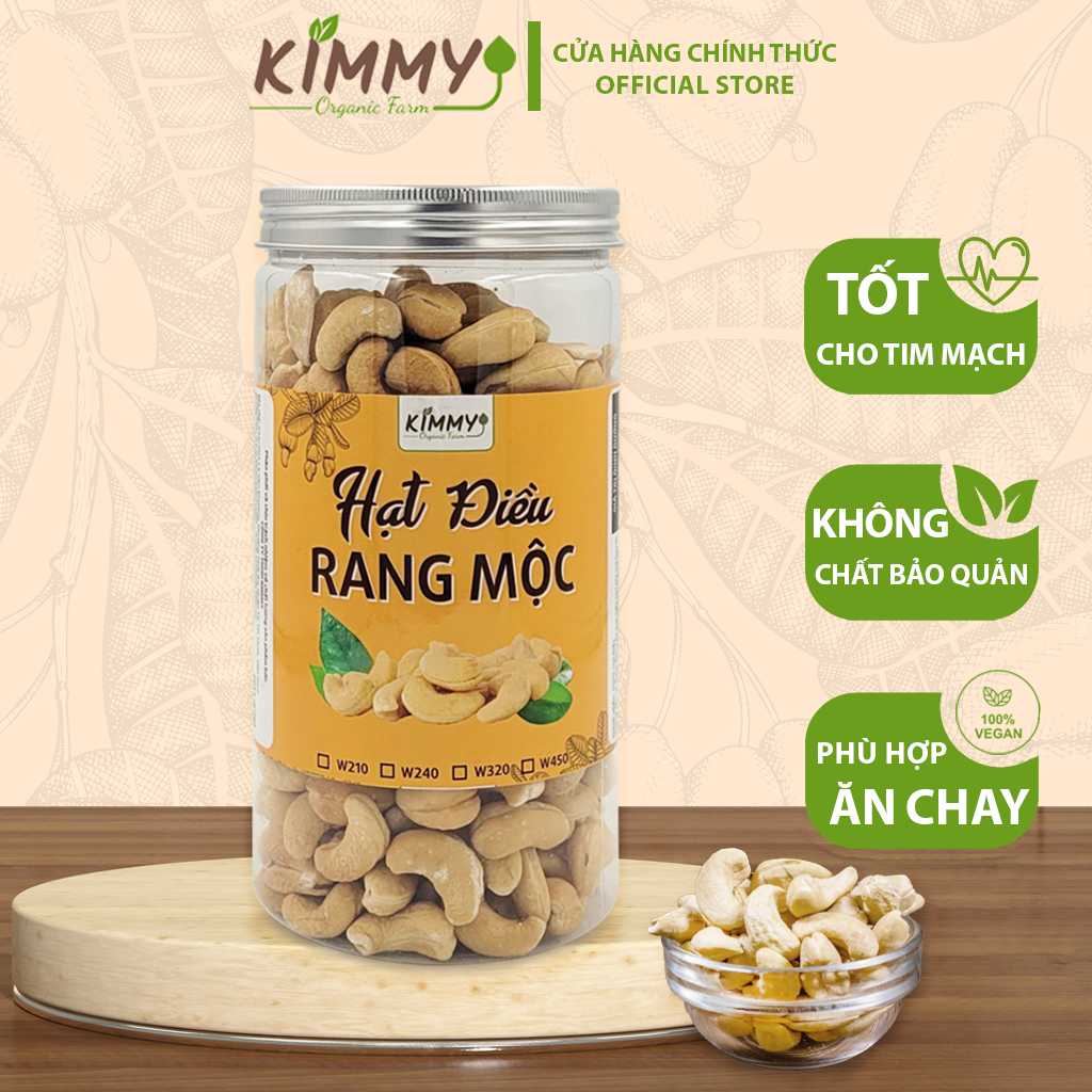  Hạt Điều Rang Mộc 500G Loại Hạt Điều Tách Vỏ Không Muối Không Gia Vị Hạt To W240 Hũ Nhựa PET Tốt Cho Sức Khỏe 