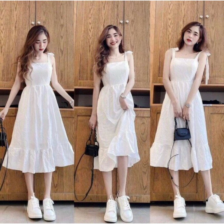 Váy Buộc Dây Chéo Cổ Khóa Lưng Đầm Nữ Chữ A Hàn Quốc   Hazomicom  Mua  Sắm Trực Tuyến Số 1 Việt Nam