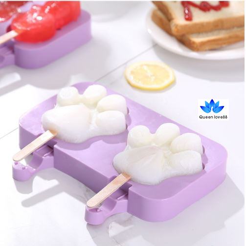 [TẶNG 50 QUE GỖ] Khuôn làm kem, khuôn kem que, hộp làm kem que hình thú chất liệu silicon - QUEENLOVE88
