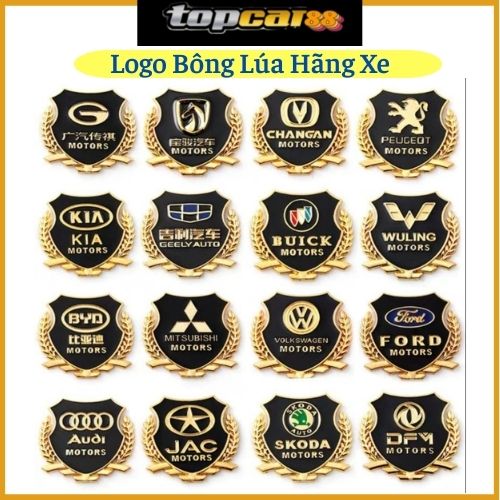 Logo bông lúa logo xe giá bộ 2 chiếc trang trí ô tô
