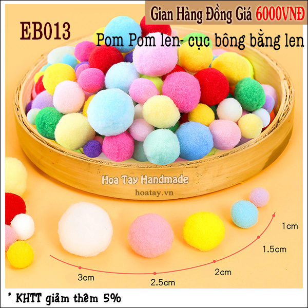 Pom Pom Len - Cục bông trang trí dùng trang trí thú bông, làm đồ cột tóc EB013