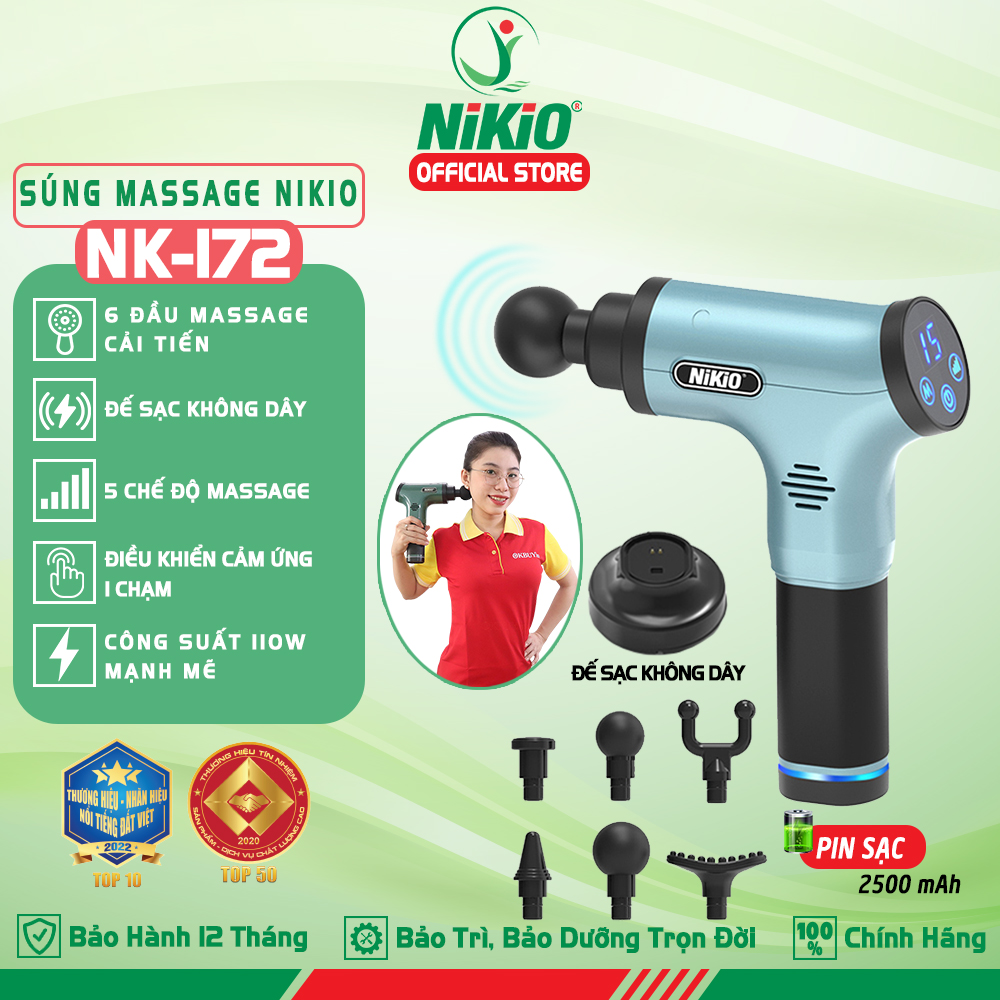 [HCM]Máy massage cầm tay giảm đau nhức căng cơ NIKIO NK-172 - 110W xanh ngọc