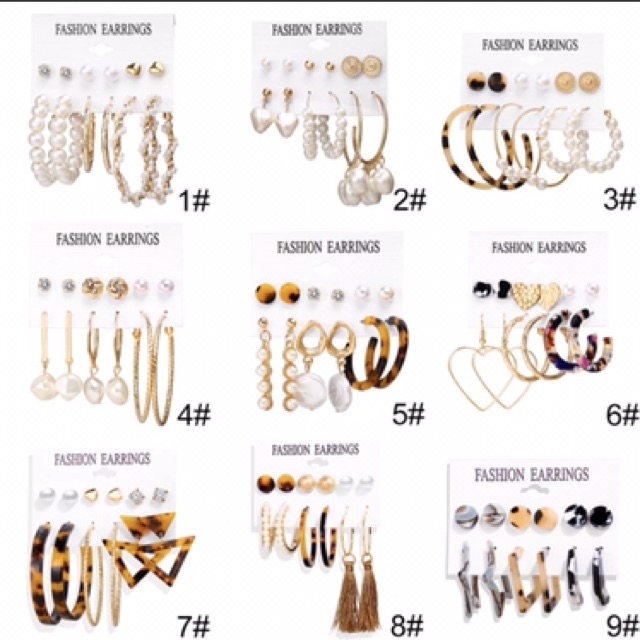 Sét 6 đôi bông tai thời tráng Bohemian