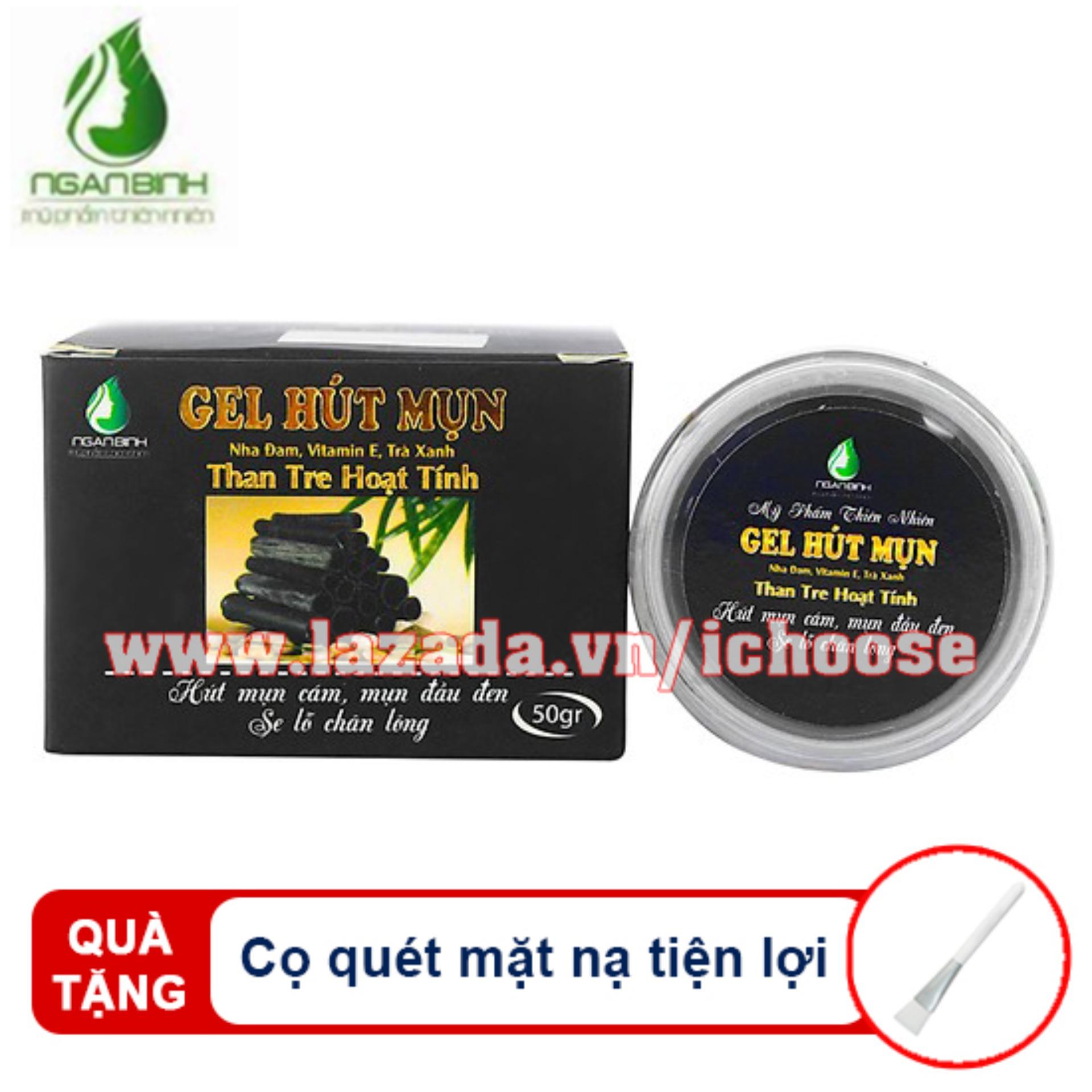 [HCM]Gel lột mụn than hoạt tính Ngân Bình 50gr - Tặng cọ quét mặt - Hút sạch bụi bẩn mụn cám mụn đầu đen se nhỏ lỗ chân lông